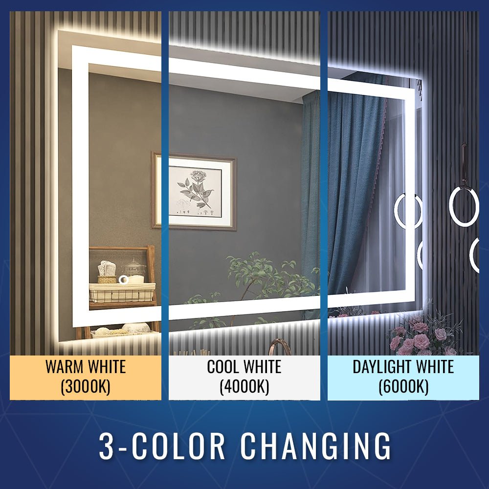 Backlit/Frontlit, Vanity Mirror with Lights, Touch Switch, Anti - Fog, Adjustable 3 - Color Temperature & Remembrance, CRI 90+, LED Mirror for Bathroom, Accord Style - LEDMyPlace