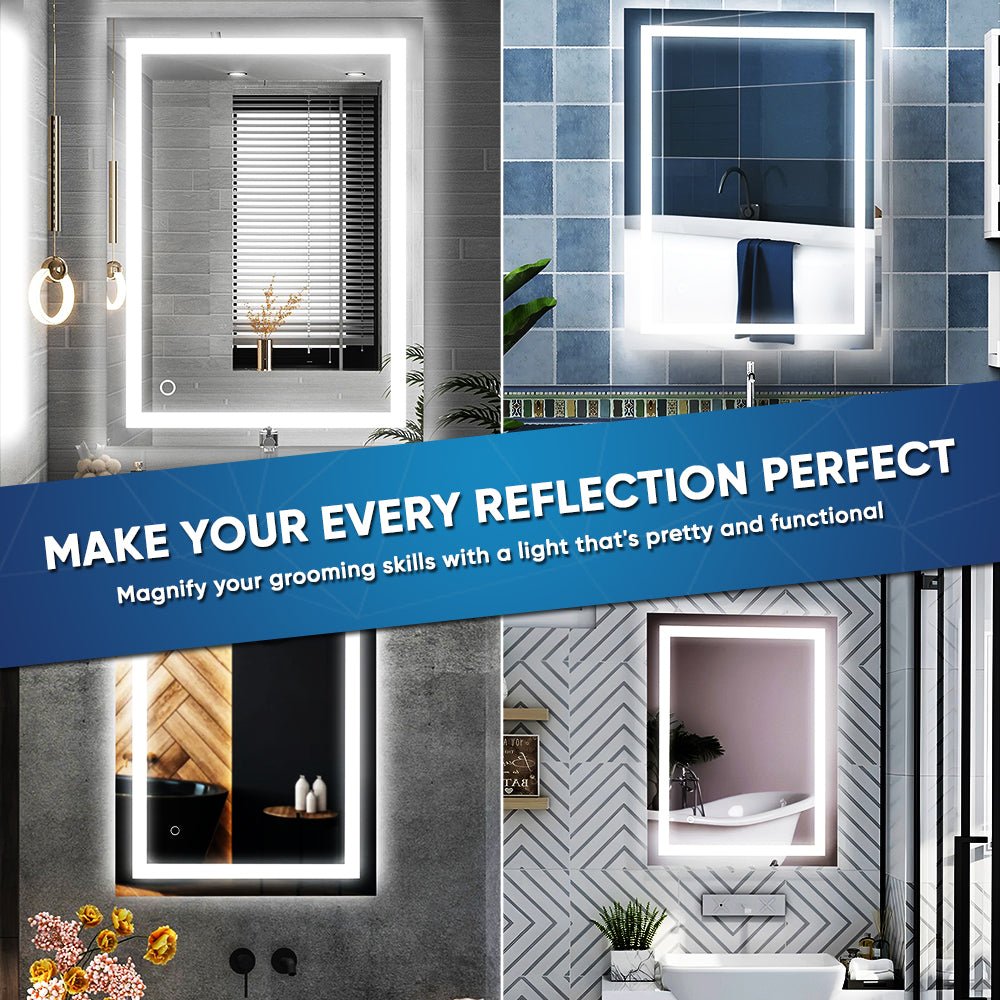 Backlit/Frontlit, Vanity Mirror with Lights, Touch Switch, Anti - Fog, Adjustable 3 - Color Temperature & Remembrance, CRI 90+, LED Mirror for Bathroom, Accord Style - LEDMyPlace