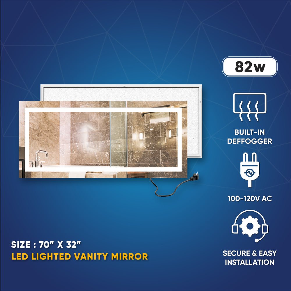 Backlit/Frontlit, Vanity Mirror with Lights, Touch Switch, Anti - Fog, Adjustable 3 - Color Temperature & Remembrance, CRI 90+, LED Mirror for Bathroom, Accord Style - LEDMyPlace