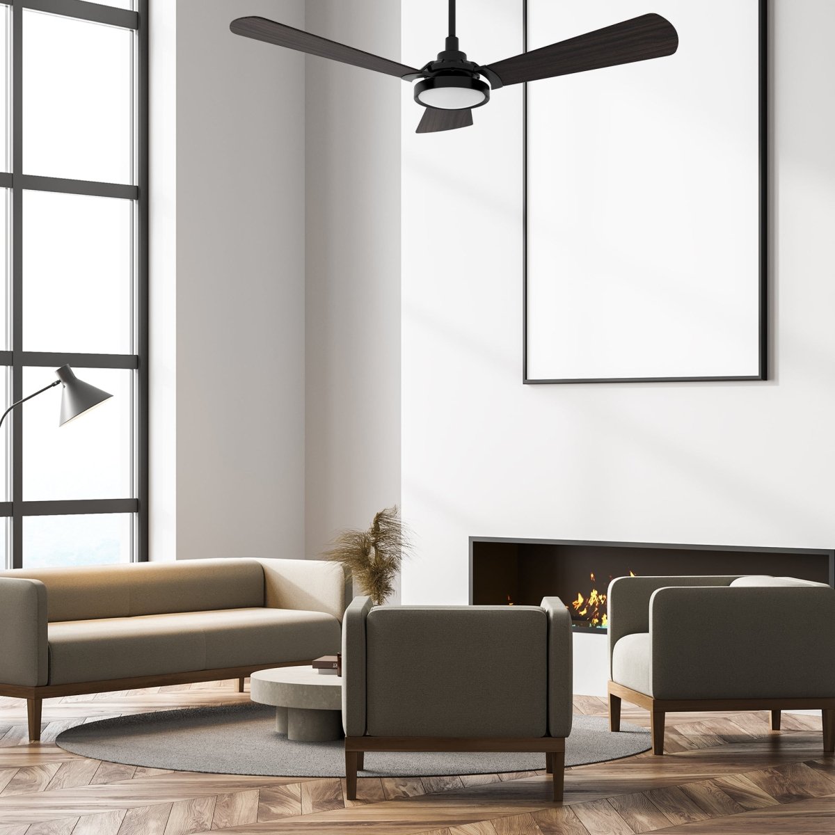 BRISA 56 inch 3 - Blade Smart Ceiling Fan with LED Light & Remote - LEDMyPlace