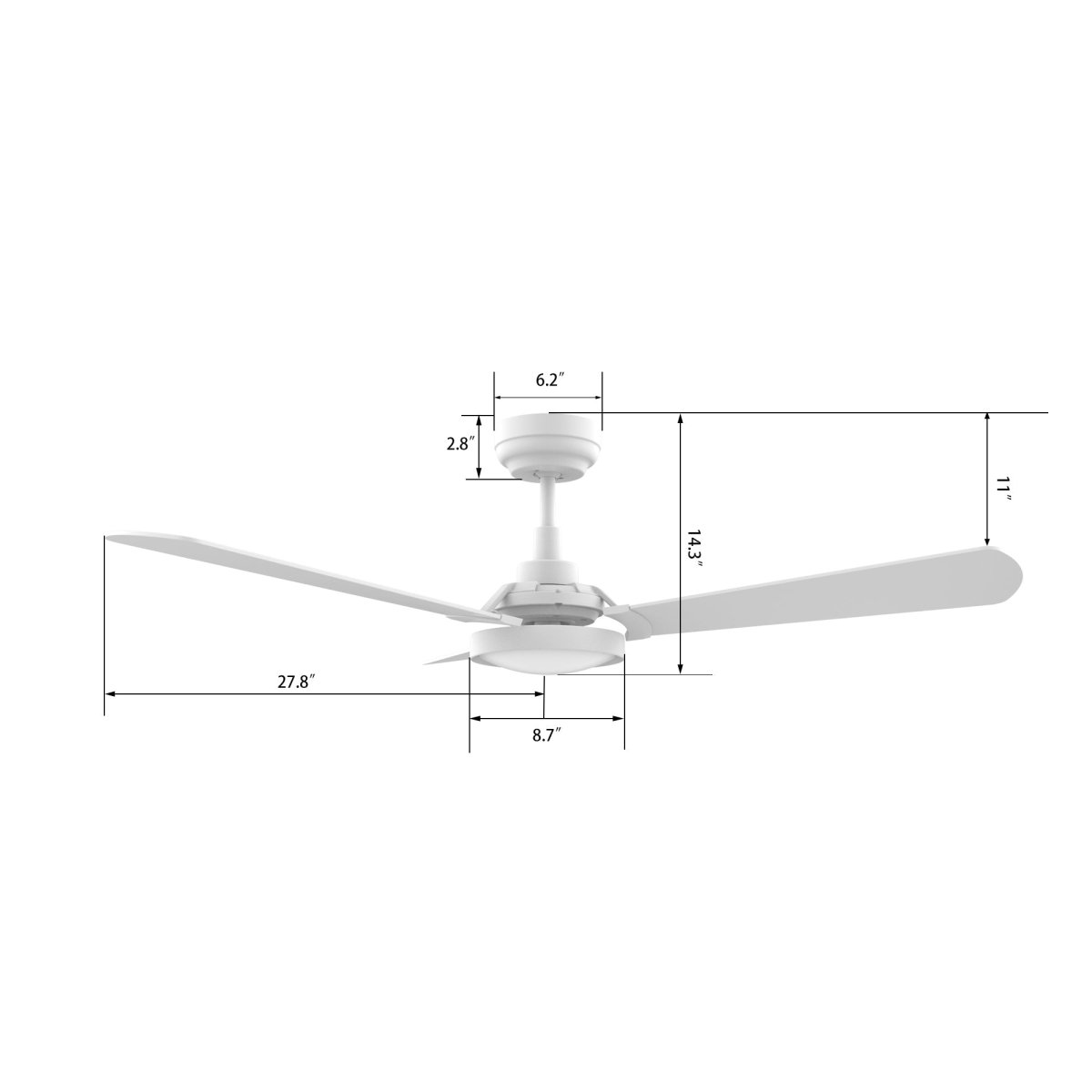 BRISA 56 inch 3 - Blade Smart Ceiling Fan with LED Light & Remote - LEDMyPlace