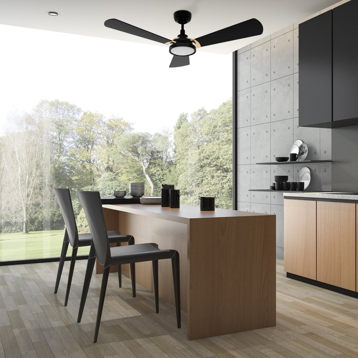 BRISA 56 inch 3 - Blade Smart Ceiling Fan with LED Light & Remote - LEDMyPlace