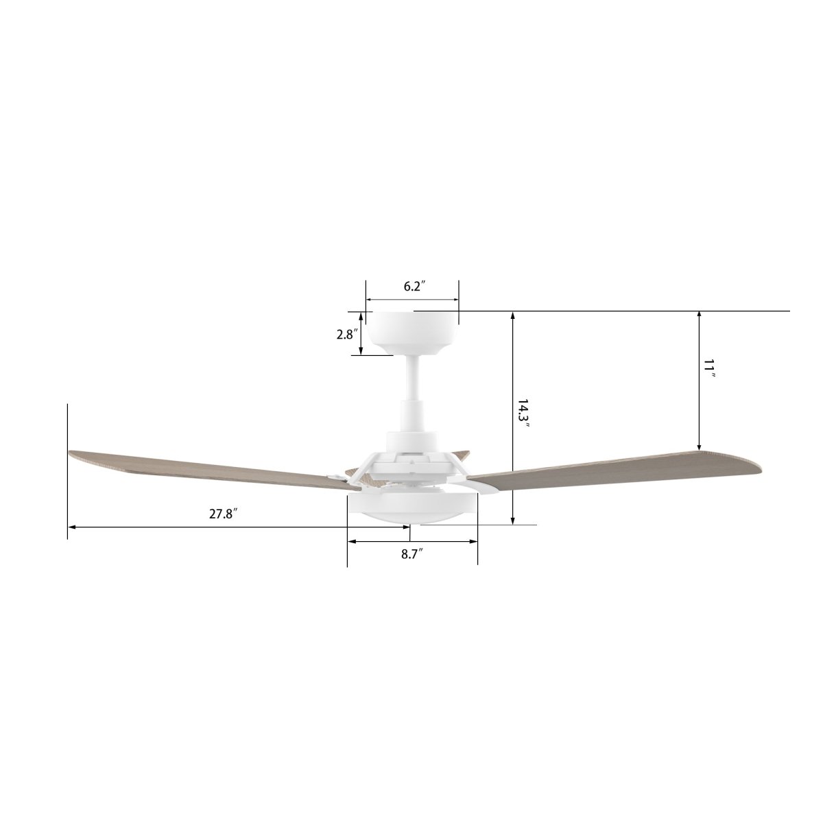 BRISA 56 inch 3 - Blade Smart Ceiling Fan with LED Light & Remote - LEDMyPlace