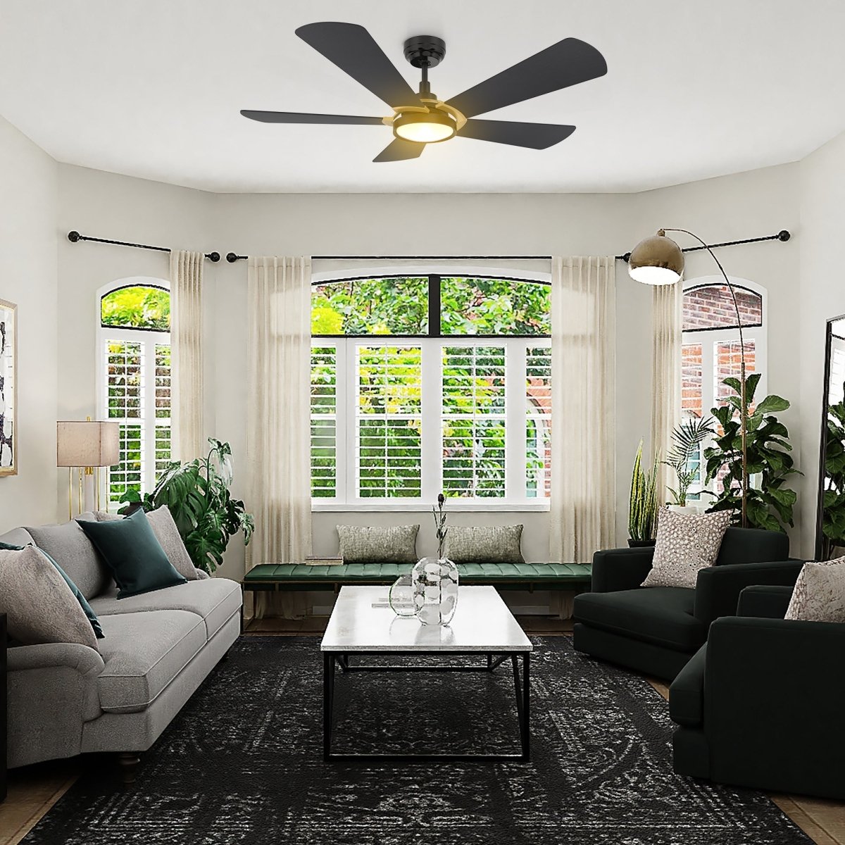 BRISA 56 inch 5 - Blade Smart Ceiling Fan with LED Light & Remote - LEDMyPlace