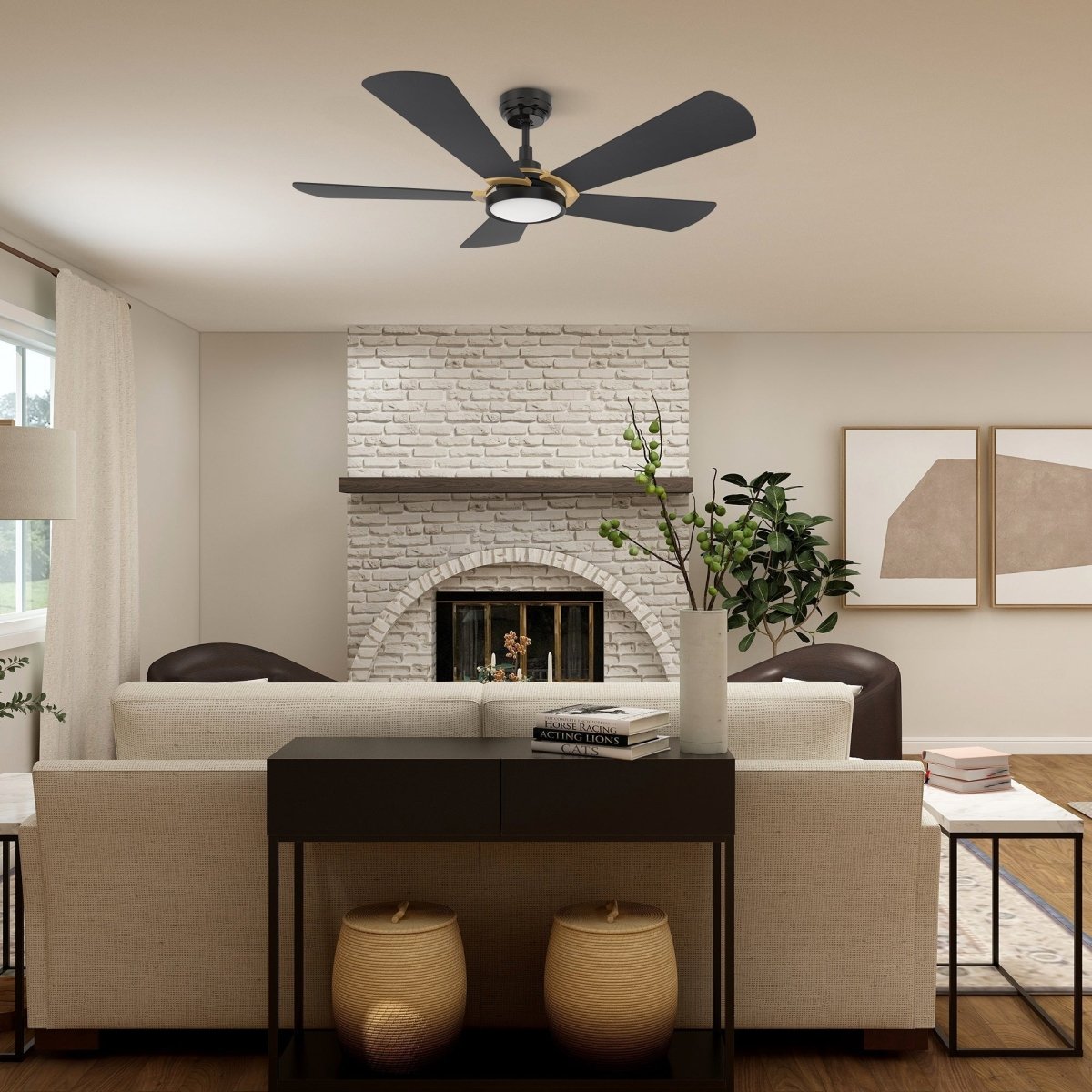 BRISA 56 inch 5 - Blade Smart Ceiling Fan with LED Light & Remote - LEDMyPlace