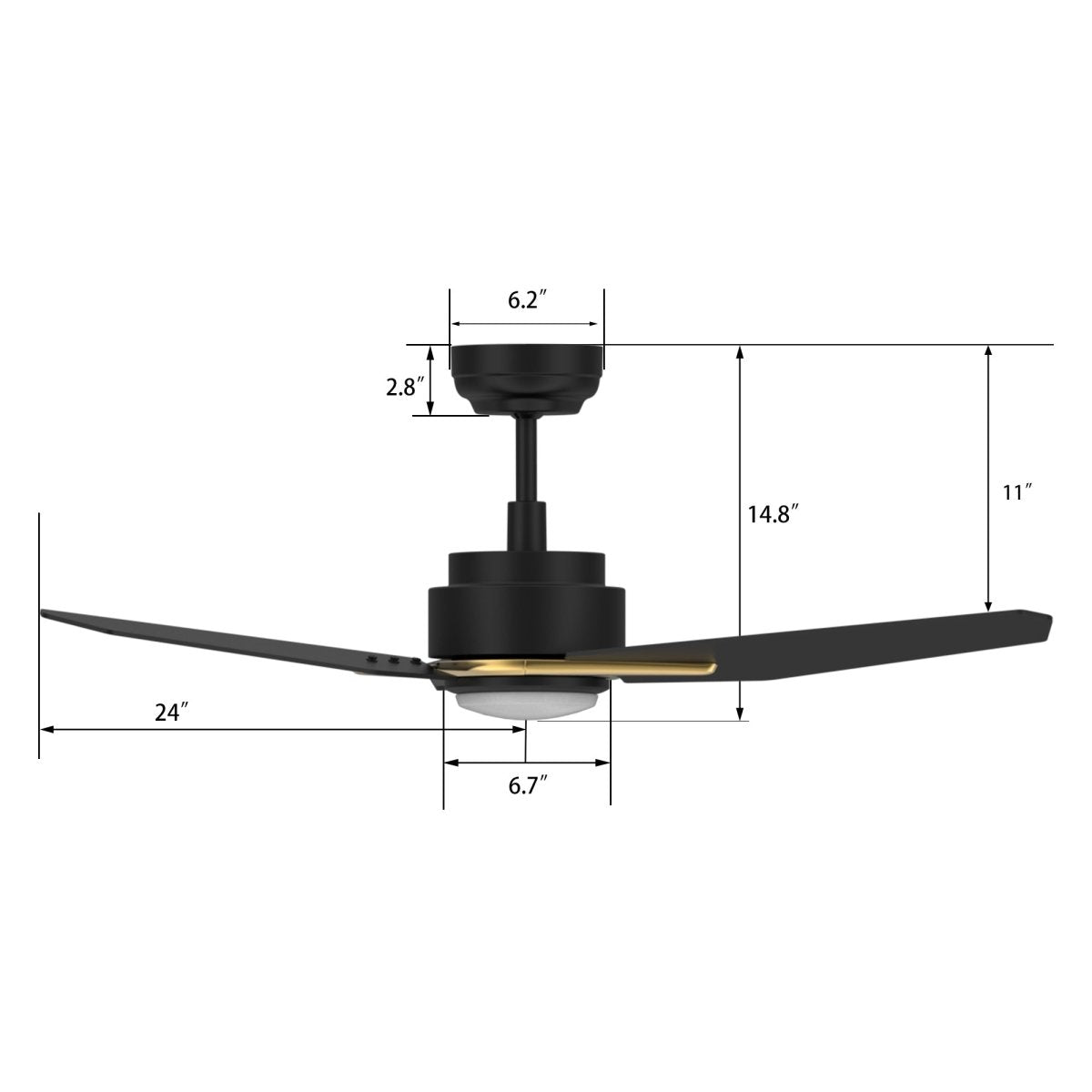 CALEN 48 inch 3 - Blade Smart Ceiling Fan with LED Light & Remote - LEDMyPlace