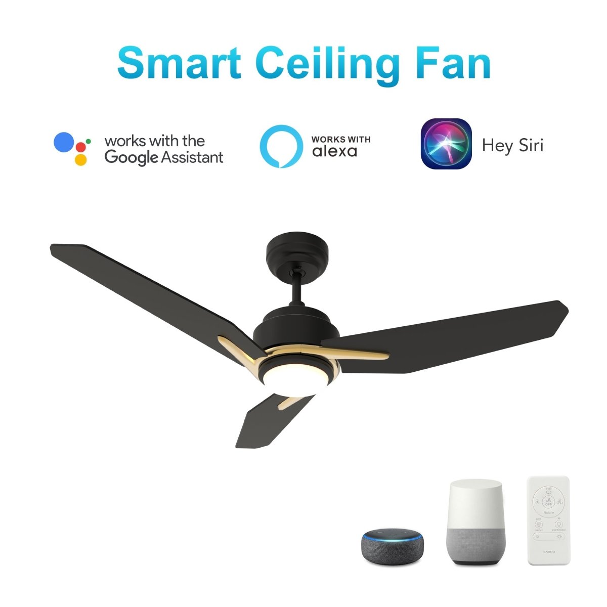 CALEN 48 inch 3 - Blade Smart Ceiling Fan with LED Light & Remote - LEDMyPlace