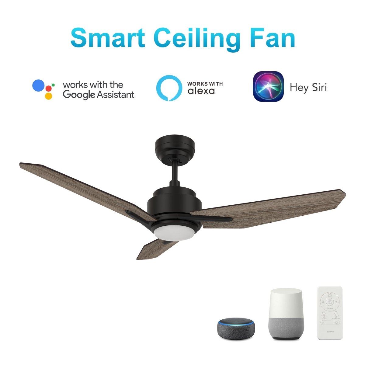 CALEN 48 inch 3 - Blade Smart Ceiling Fan with LED Light & Remote - LEDMyPlace