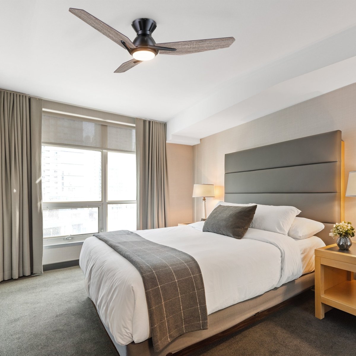CALEN 52 inch 3 - Blade Flush Mount Smart Ceiling Fan with LED Light & Remote - LEDMyPlace