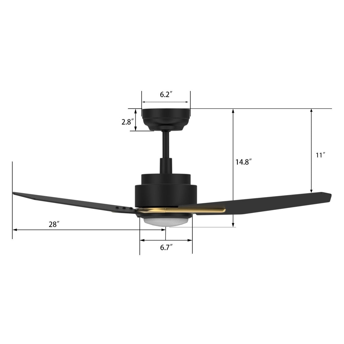 CALEN 56 inch 3 - Blade Smart Ceiling Fan with LED Light & Remote - LEDMyPlace
