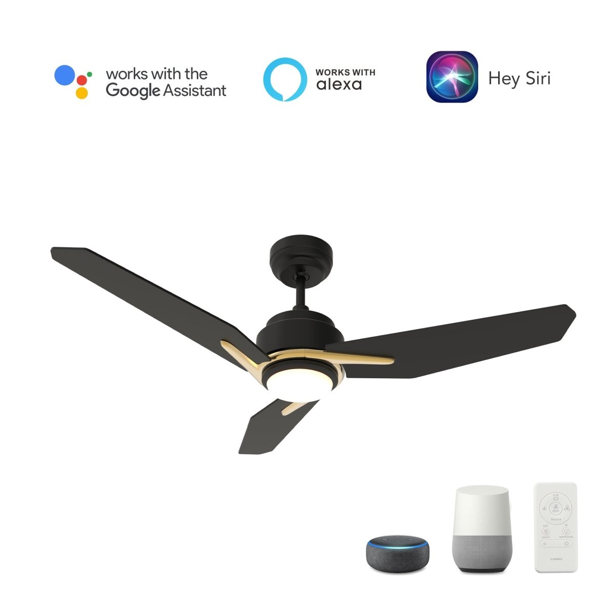 CALEN 56 inch 3 - Blade Smart Ceiling Fan with LED Light & Remote - LEDMyPlace