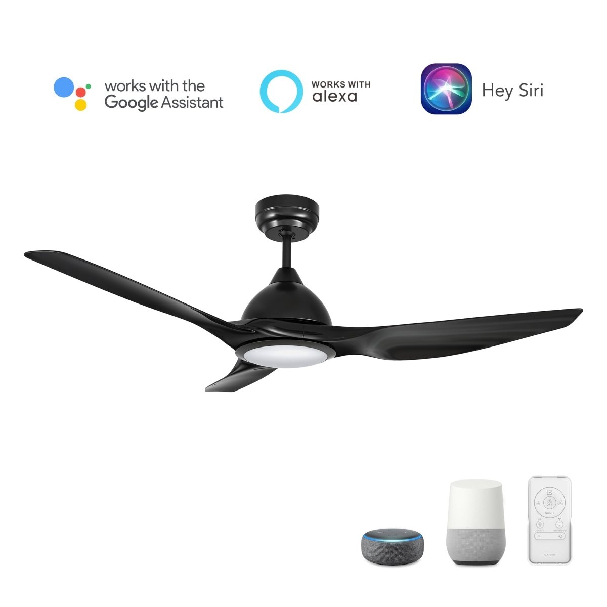 CRANSTON 52 inch 3 - Blade Smart Ceiling Fan with LED Light & Remote - LEDMyPlace