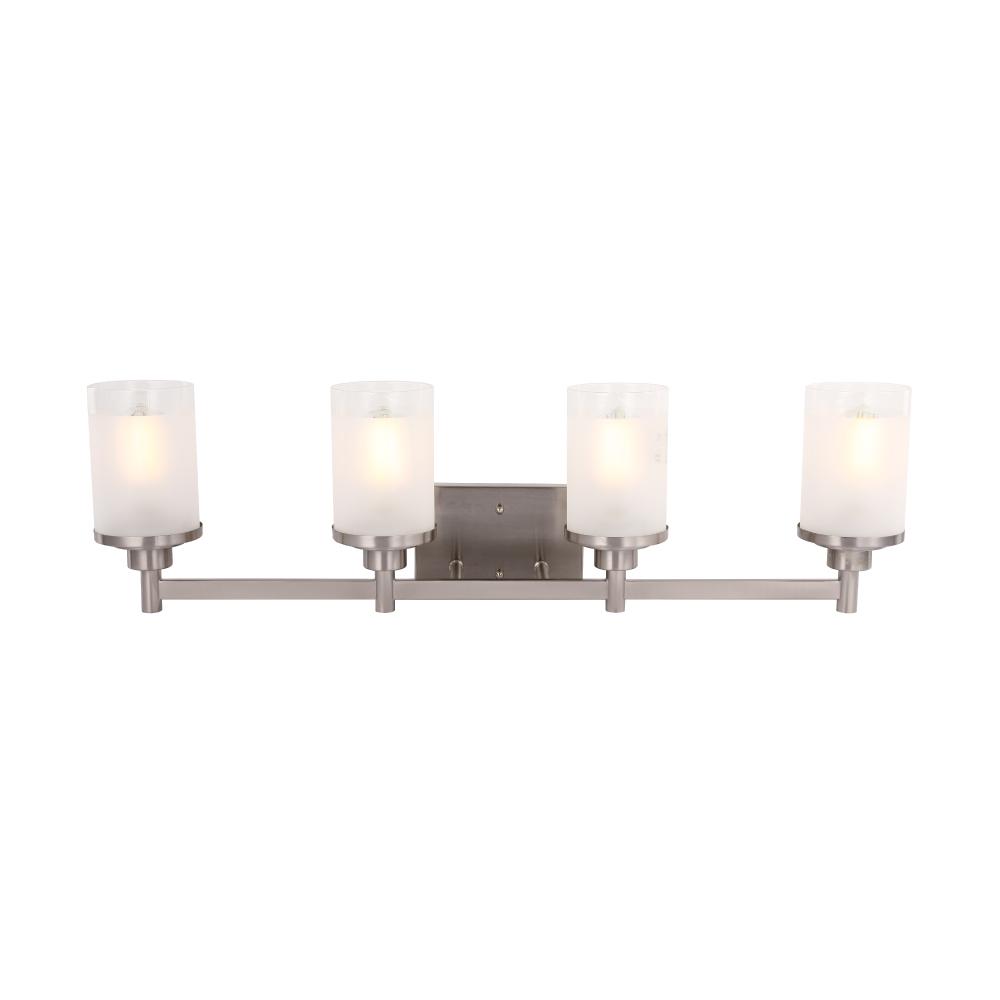 Cylinder Shape Bathroom Light Fixtures with Frosted Glass Shades, 2 - Light/3 - Light/4 - Light, Wall Mount, Vanity Lighting - LEDMyPlace