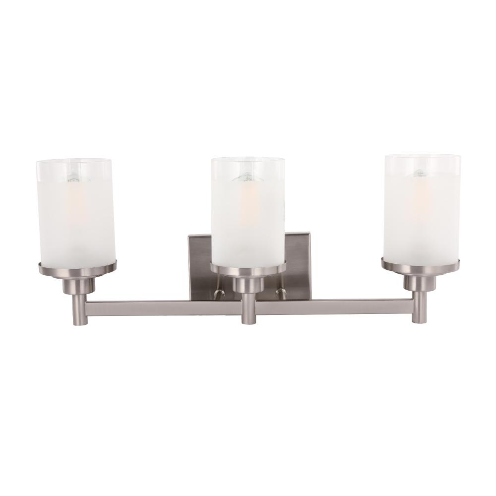 Cylinder Shape Bathroom Light Fixtures with Frosted Glass Shades, 2 - Light/3 - Light/4 - Light, Wall Mount, Vanity Lighting - LEDMyPlace