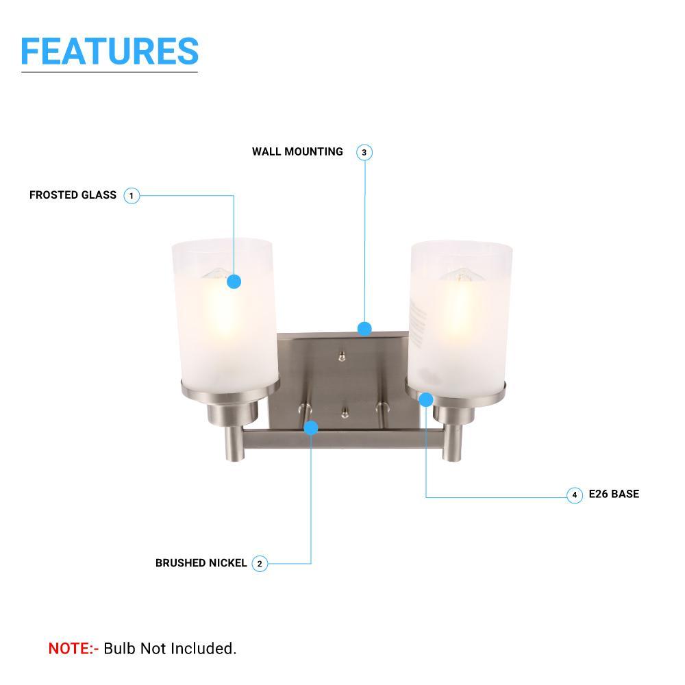 Cylinder Shape Bathroom Light Fixtures with Frosted Glass Shades, 2 - Light/3 - Light/4 - Light, Wall Mount, Vanity Lighting - LEDMyPlace