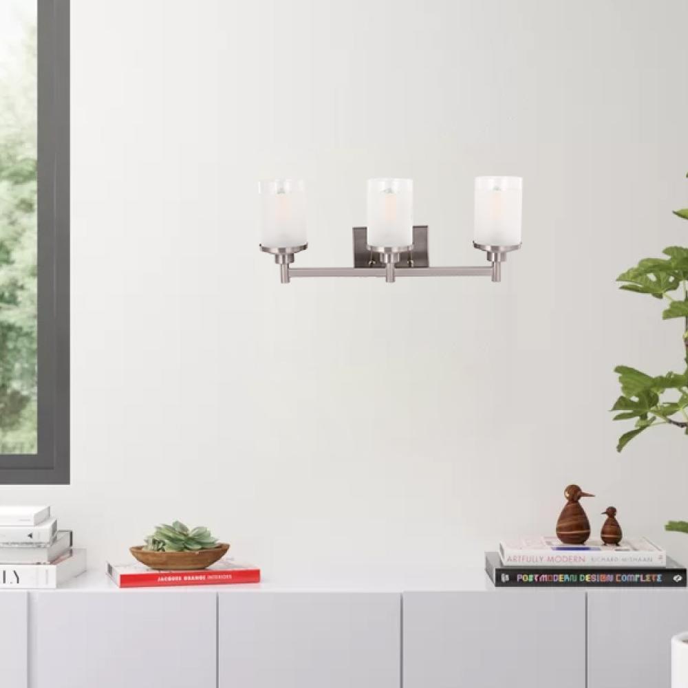 Cylinder Shape Bathroom Light Fixtures with Frosted Glass Shades, 2 - Light/3 - Light/4 - Light, Wall Mount, Vanity Lighting - LEDMyPlace