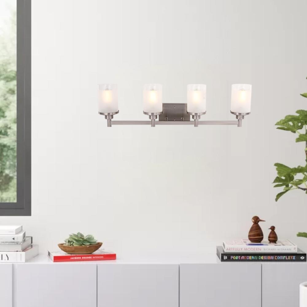 Cylinder Shape Bathroom Light Fixtures with Frosted Glass Shades, 2 - Light/3 - Light/4 - Light, Wall Mount, Vanity Lighting - LEDMyPlace