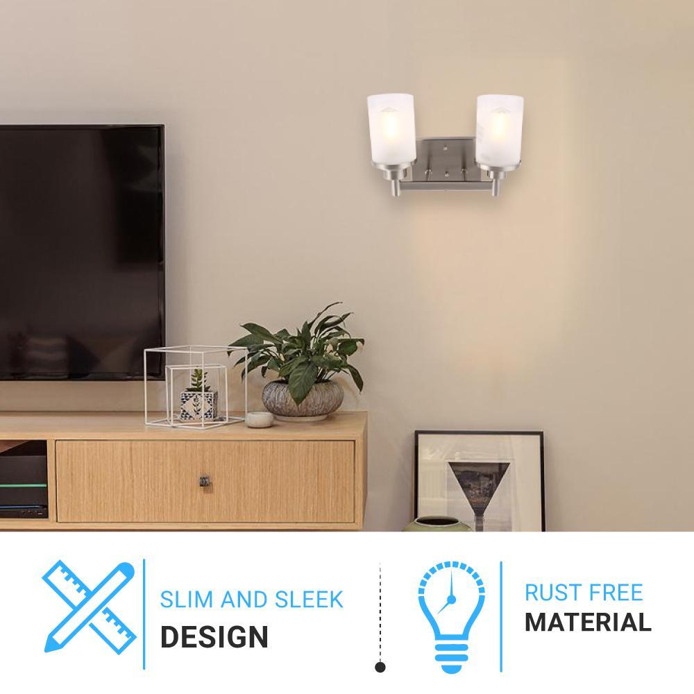 Cylinder Shape Bathroom Light Fixtures with Frosted Glass Shades, 2 - Light/3 - Light/4 - Light, Wall Mount, Vanity Lighting - LEDMyPlace