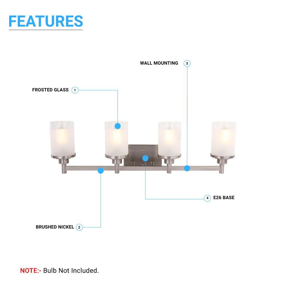 Cylinder Shape Bathroom Light Fixtures with Frosted Glass Shades, 2 - Light/3 - Light/4 - Light, Wall Mount, Vanity Lighting - LEDMyPlace