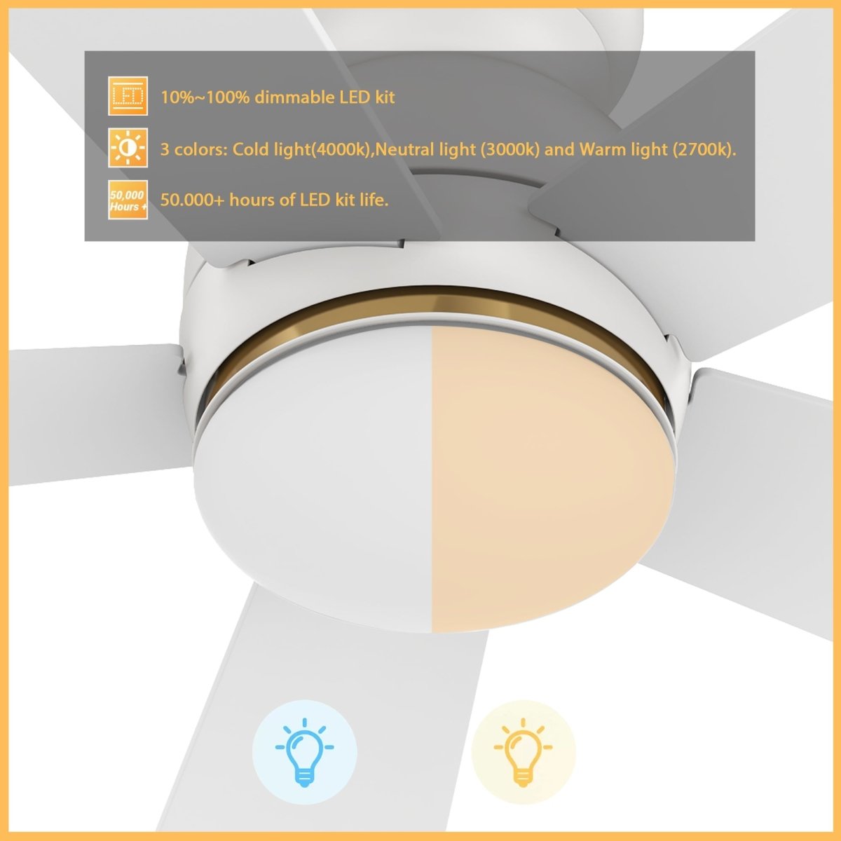DUBOIS 48 inch 5 - Blade Flush Mount Smart Ceiling Fan with LED Light & Remote - LEDMyPlace