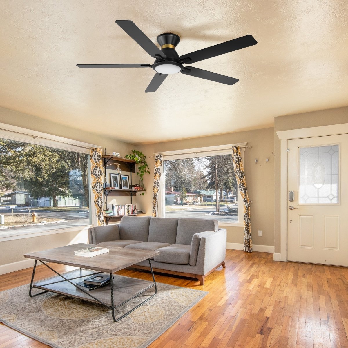 ESPEAR 52 inch Flush Mount 5 - Blade Smart Ceiling Fan with LED Light & Remote - LEDMyPlace