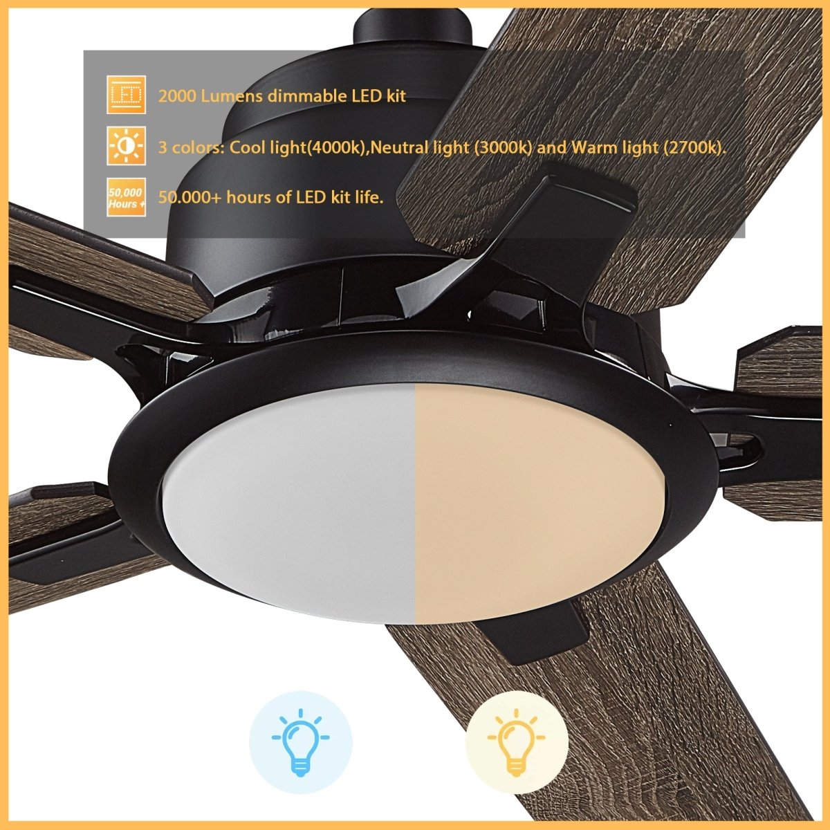 ESPEAR 56 inch 5 - Blade Smart Ceiling Fan with LED Light & Remote - LEDMyPlace