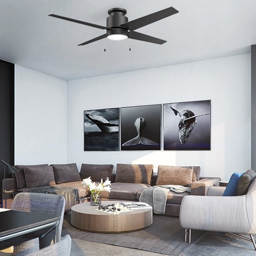 EXTREME 52 inch 4 - Blade Flash Mount Ceiling Fan with LED Light & Pull Chain - LEDMyPlace