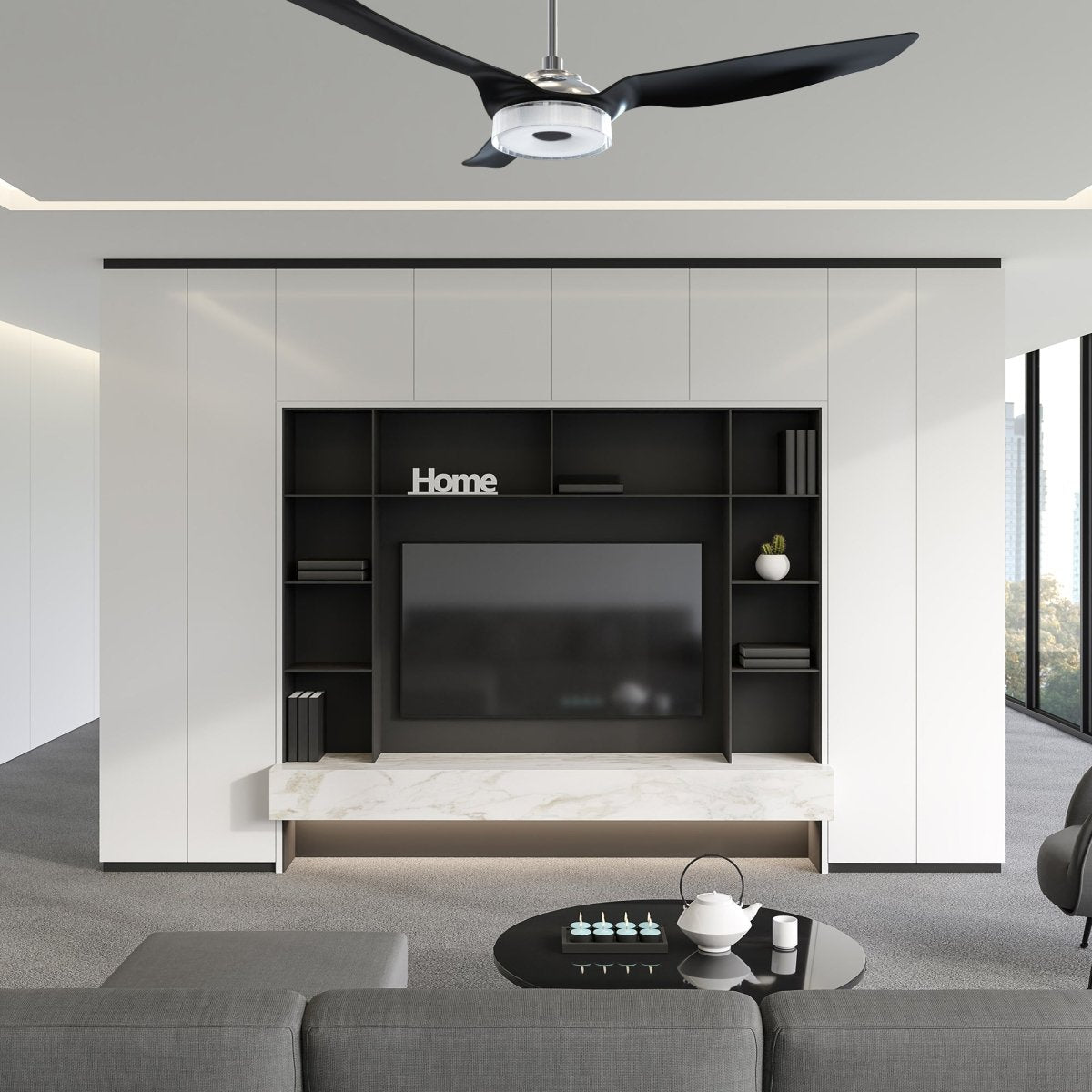 FLETCHER 56 inch 3 - Blade Smart Ceiling Fan with Remote& LED Light - LEDMyPlace