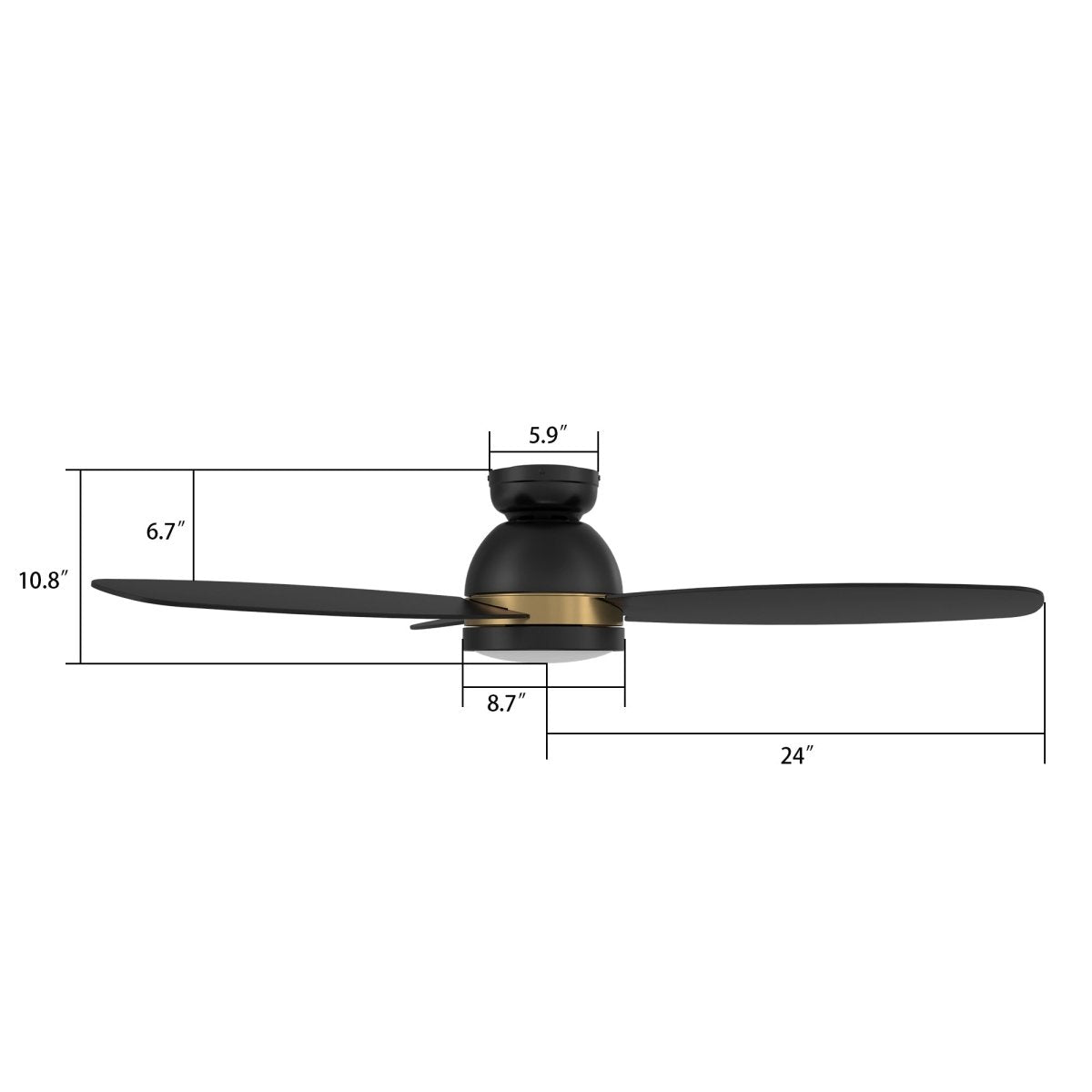 FREMONT 48 inch 3 - Blade Flush Mount Smart Ceiling Fan with LED Light & Remote - LEDMyPlace