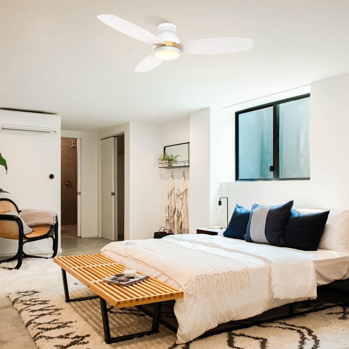 FREMONT 48 inch 3 - Blade Flush Mount Smart Ceiling Fan with LED Light & Remote - LEDMyPlace
