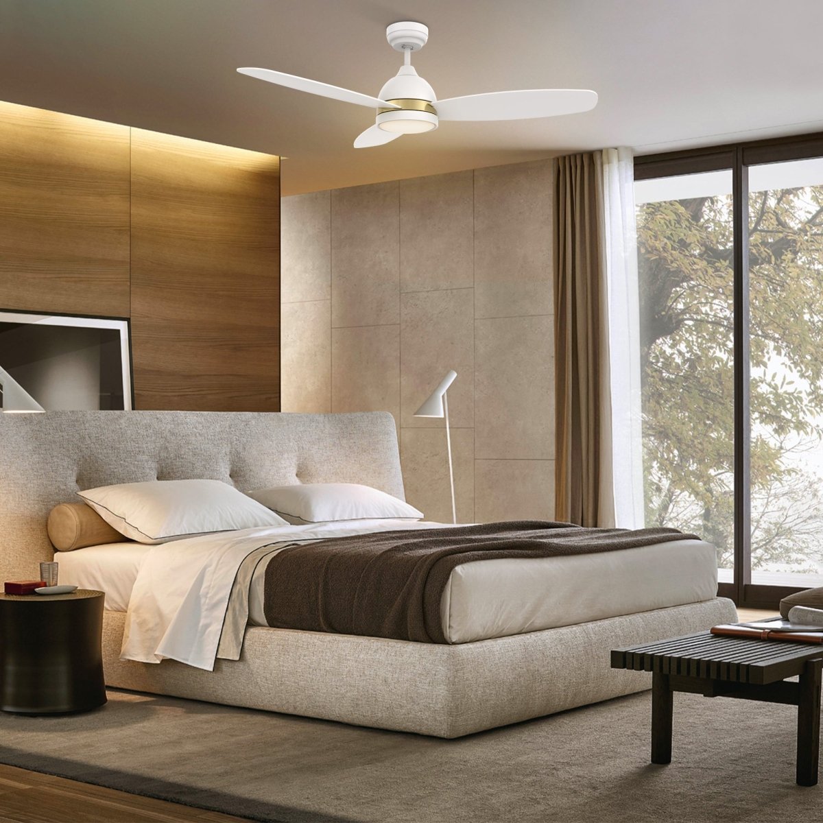 FREMONT 48 inch 3 - Blade Smart Ceiling Fan with LED Light & Remote - LEDMyPlace