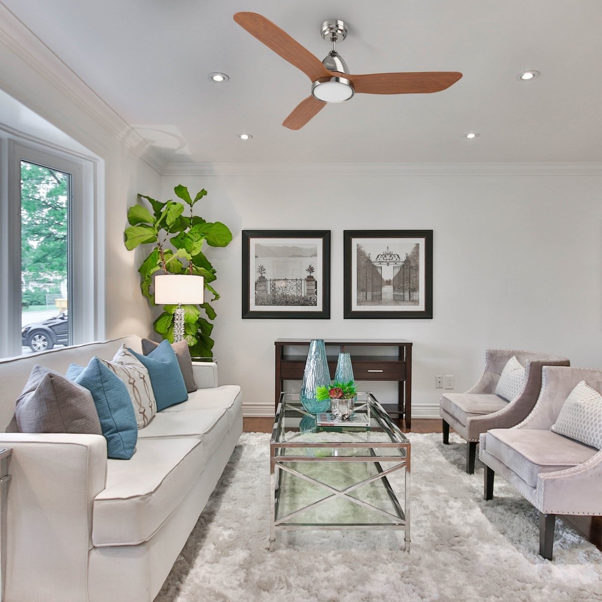 GARRICK 52 inch 3 - Blade Smart Ceiling Fan with LED Light & Remote - LEDMyPlace