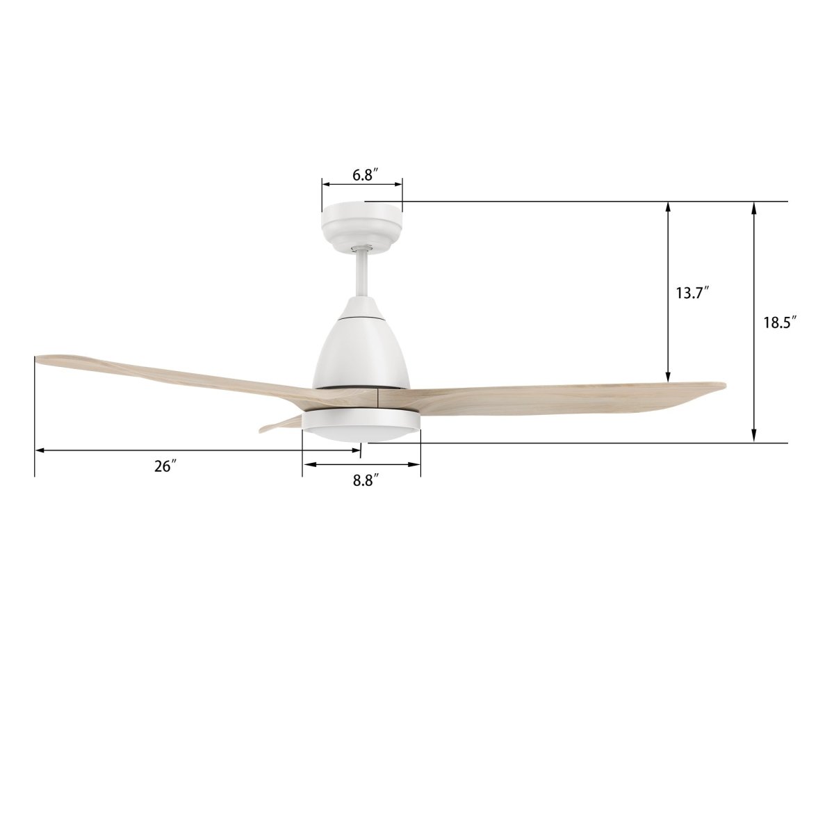 GARRICK 52 inch 3 - Blade Smart Ceiling Fan with LED Light & Remote - LEDMyPlace