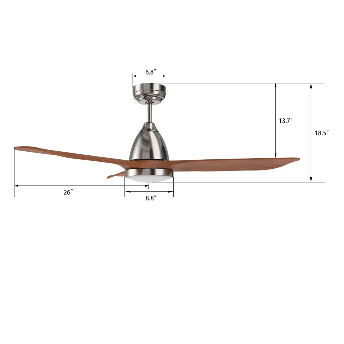 GARRICK 52 inch 3 - Blade Smart Ceiling Fan with LED Light & Remote - LEDMyPlace