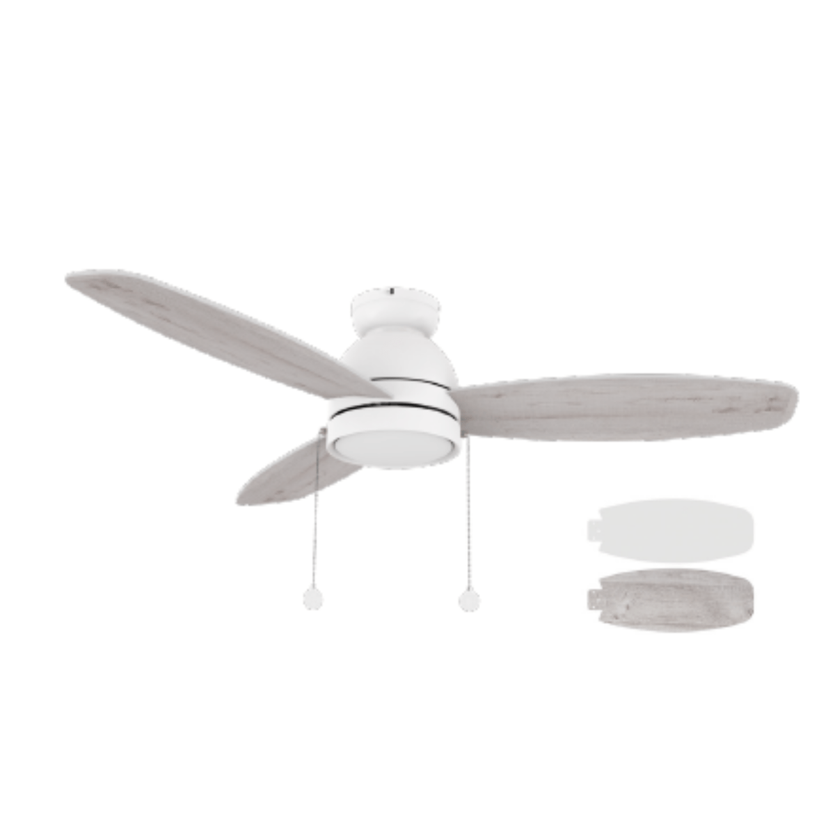 GREENWOOD 48" 3 - Blade Flush Mount Ceiling Fan with LED Light & Pull Chain - LEDMyPlace