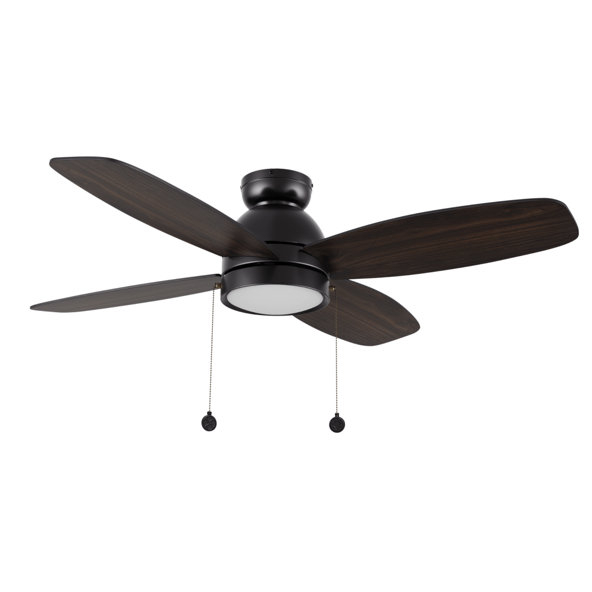 GREENWOOD 48" 4 - Blade Flush Mount Ceiling Fan with LED Light & Pull Chain - LEDMyPlace