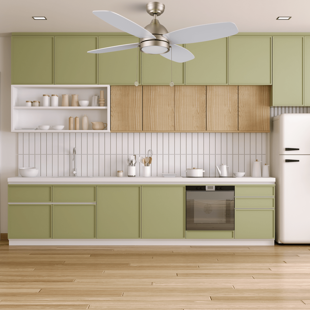 GREENWOOD 52" 4 - Blade Ceiling Fan with LED Light & Pull Chain - LEDMyPlace