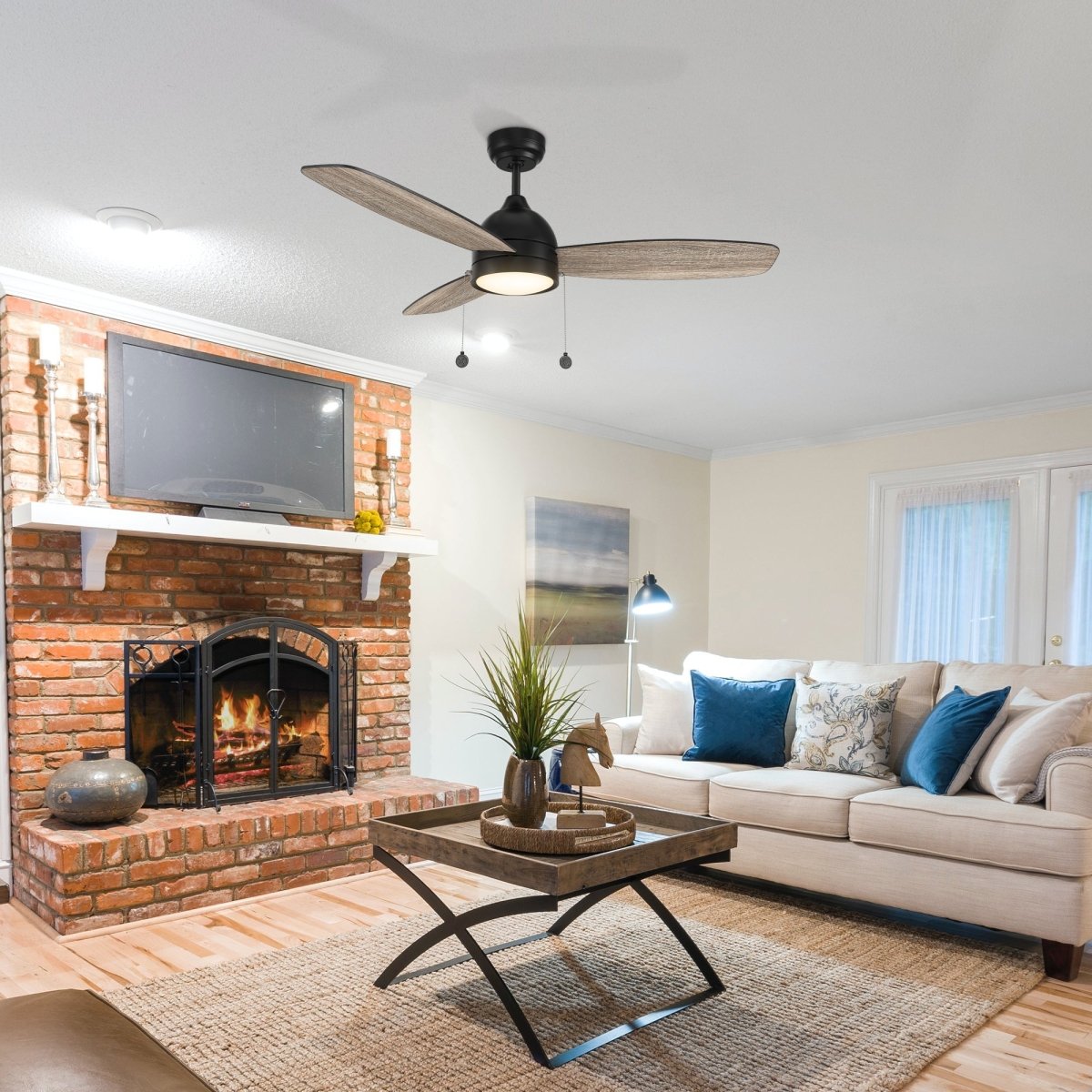 GREENWOOD 52" inch 3 - Blade Ceiling Fan with LED Light & Pull Chain - LEDMyPlace