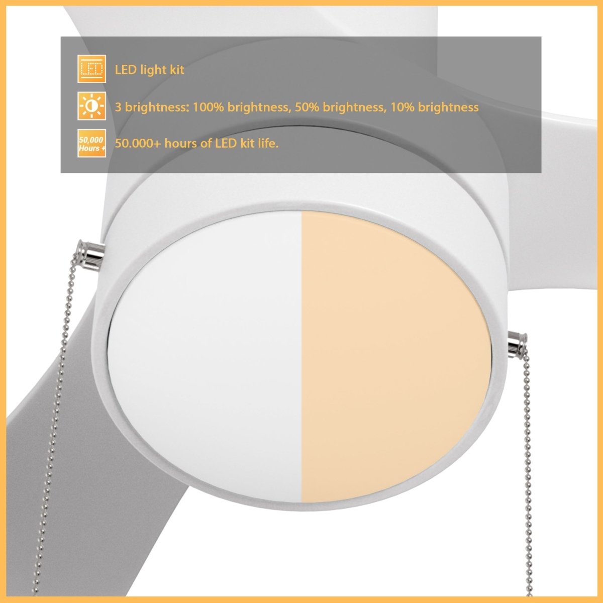 HAVEN 52 inch 3 - Blade Flush Mount Ceiling Fan with Pull Chain - LEDMyPlace