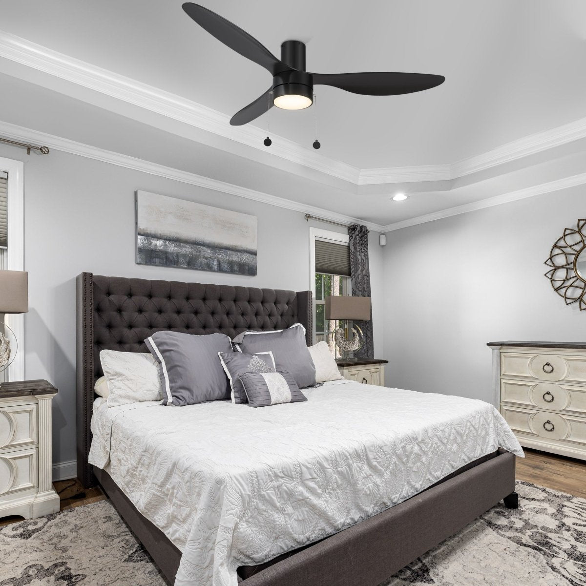 HAVEN 52 inch 3 - Blade Flush Mount Ceiling Fan with Pull Chain - LEDMyPlace