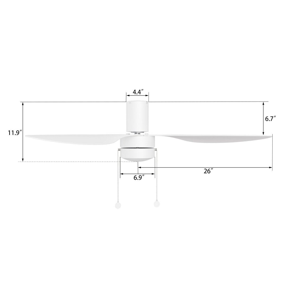 HAVEN 52 inch 3 - Blade Flush Mount Ceiling Fan with Pull Chain - LEDMyPlace