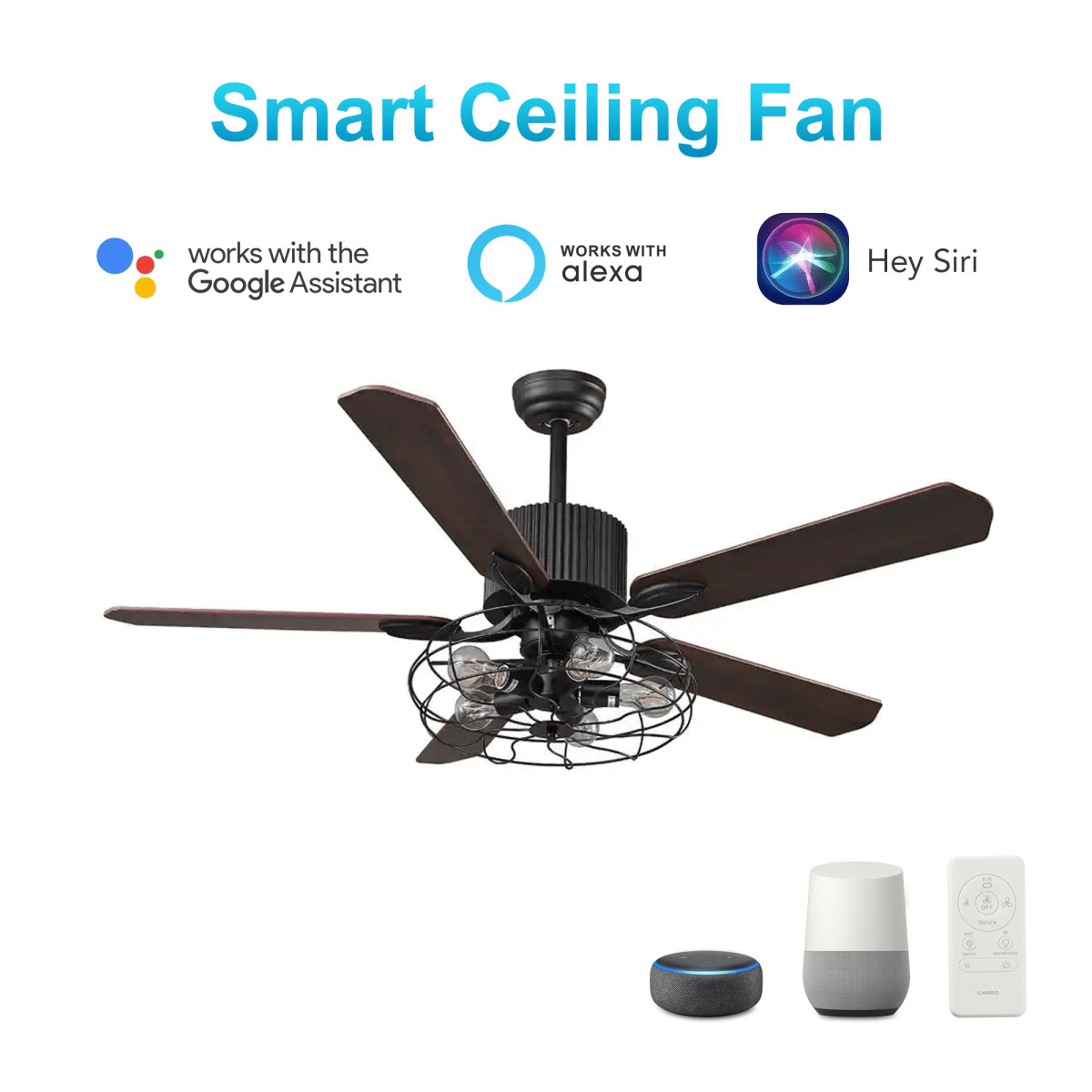 Alexa Ceiling Fans That Work With Google Home Heritage 52-inch