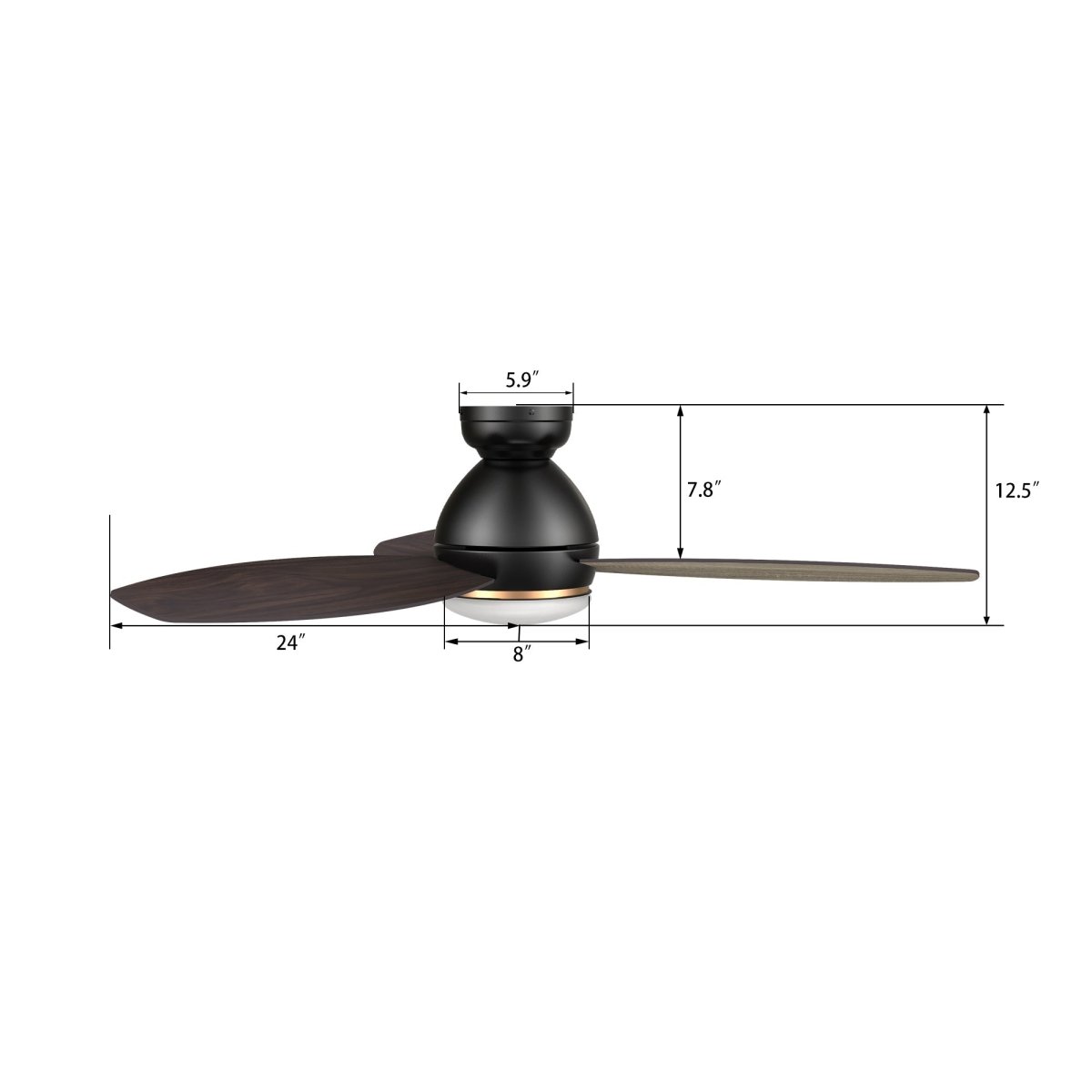HOBART 48 inch 3 - Blade Flush Mount Smart Ceiling Fan with LED Light & Remote - LEDMyPlace