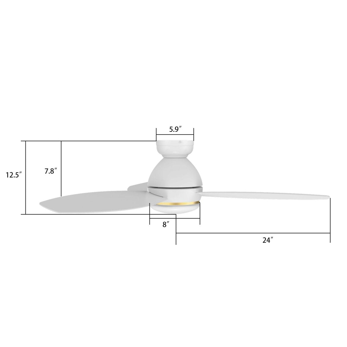 HOBART 48 inch 3 - Blade Flush Mount Smart Ceiling Fan with LED Light & Remote - LEDMyPlace