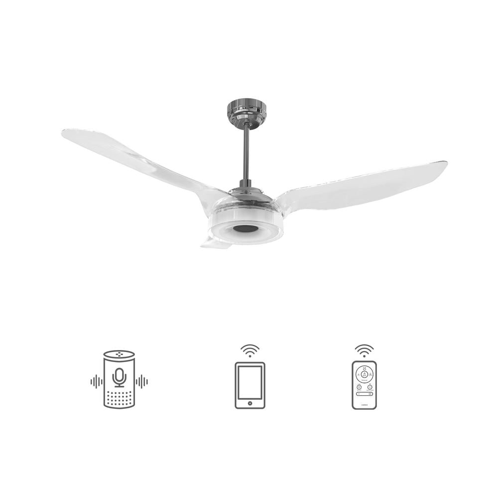 Icebreaker 56 in. (3 - Blade) Indoor/Outdoor Best Smart Ceiling Fan w/ Dimmable LED Light(Set of 2), Silver Finish Works w/ Alexa/Google Home/Siri - LEDMyPlace
