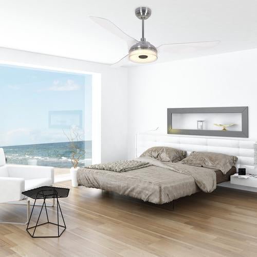 Icebreaker 56 in. (3 - Blade) Indoor/Outdoor Best Smart Ceiling Fan w/ Dimmable LED Light(Set of 2), Silver Finish Works w/ Alexa/Google Home/Siri - LEDMyPlace