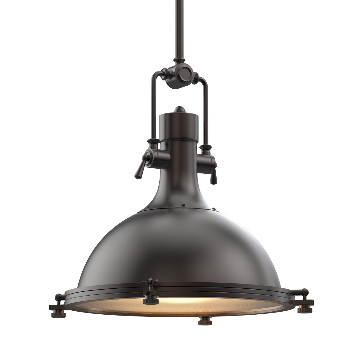Industrial Pendant Light Fixture, Bronze Finish, Dome Shape, Includes Extension Rods 1x6 Industrial Pendant Light Fixture, Bronze Finish, Dome Shape, Includes Extension Rods 1x6