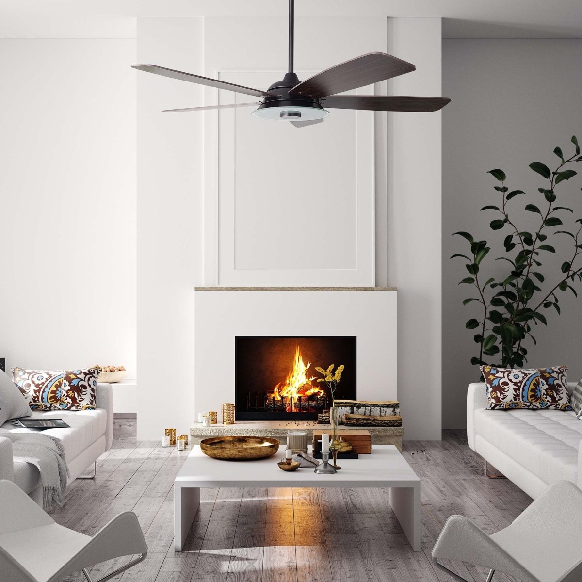 JOURNEY 52 inch 5 - Blade Smart Ceiling Fan with LED Light & Remote - LEDMyPlace