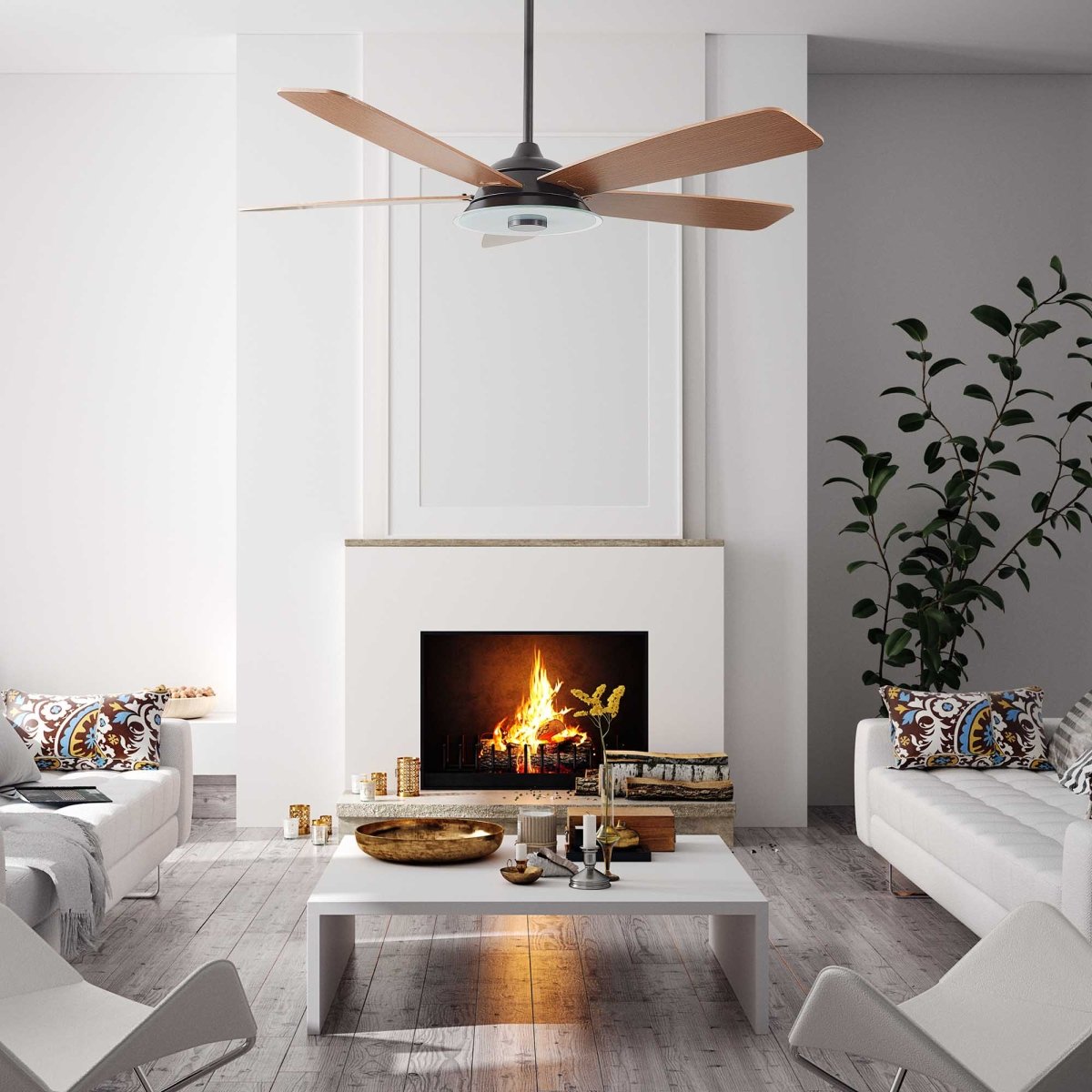 JOURNEY 56'' 5 - Blade Smart Ceiling Fan with LED Light & Remote - LEDMyPlace