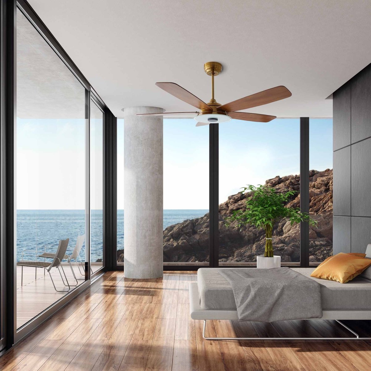 JOURNEY 56 inch 5 - Blade Smart Ceiling Fan with Remote LED Light - LEDMyPlace